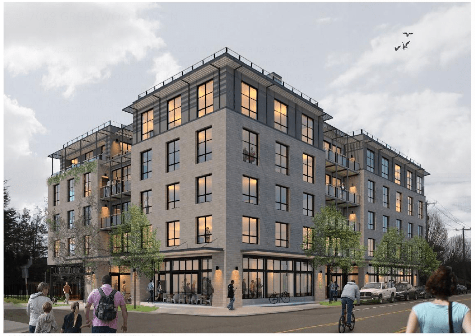Rendering of the proposed development at 7009 Greenwood Ave. (City of Seattle / Johnston Architects)