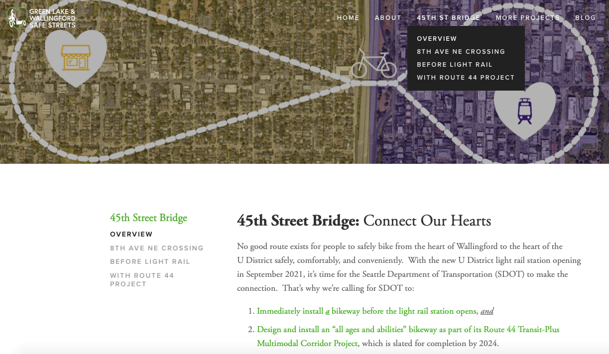 45th Street Bridge: Connect Our Hearts reads the overview on the project website. (Credit: Greenlake and Wallingford Safe Streets)